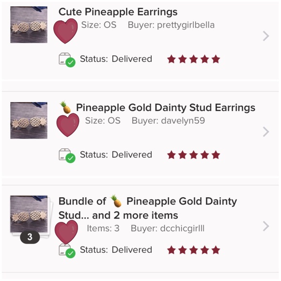 SILVER Mini Pineapple ♡ Stainless Steel Stud Earrings - Picture 4 of 7